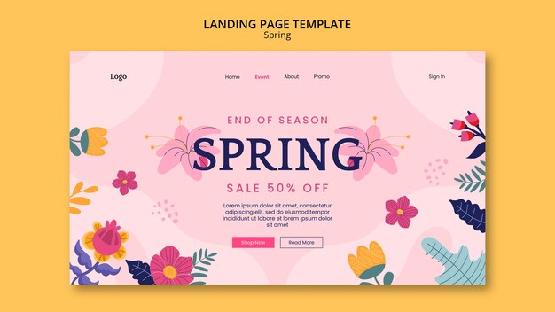 Floral spring season landing page template