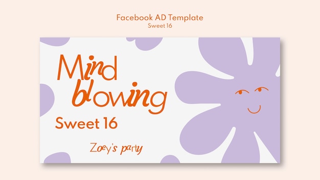 Floral sweet 16 social media promo template