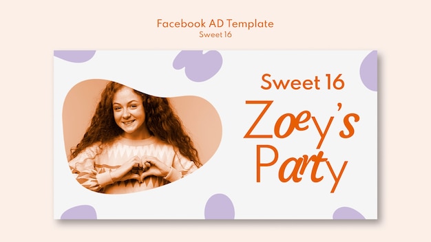 Free PSD floral sweet 16 social media promo template