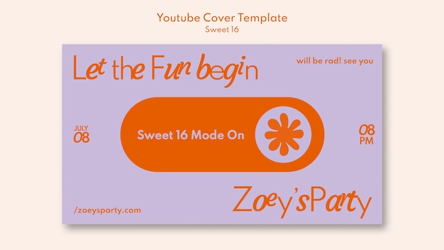 Free PSD floral sweet 16 youtube cover template