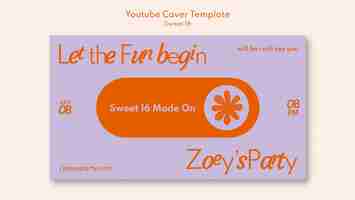 Free PSD floral sweet 16 youtube cover template