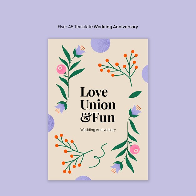 Floral wedding anniversary template