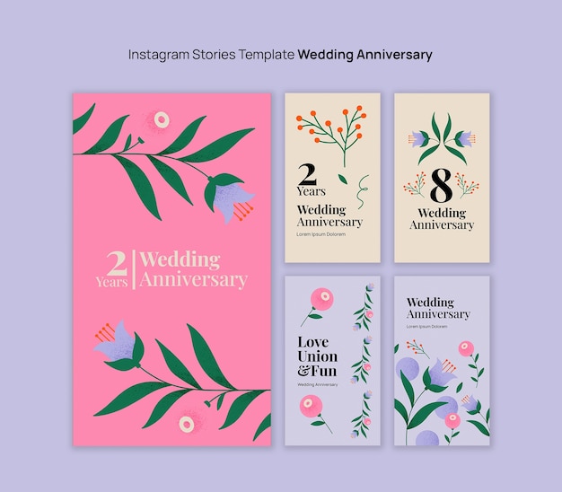 Free PSD floral wedding anniversary template