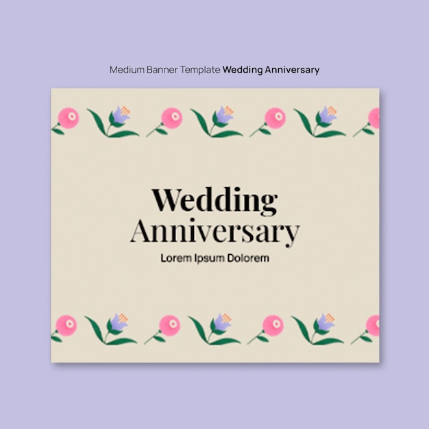 무료 PSD floral wedding anniversary template