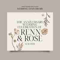 Free PSD floral wedding anniversary template