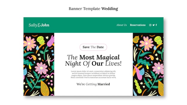 無料PSD 花のウェディング バナー テンプレート デザイン