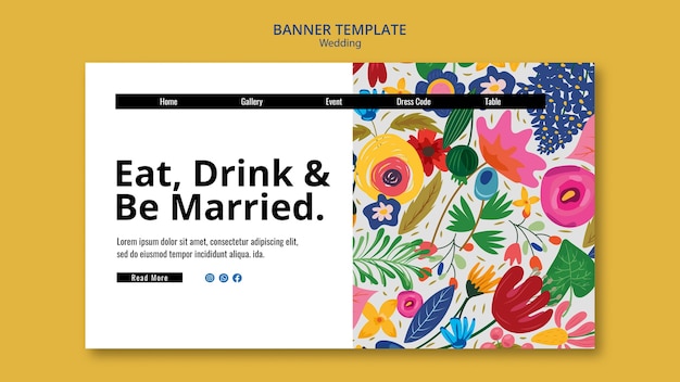 Free PSD floral wedding banner template design