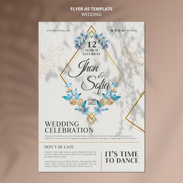 Free PSD floral wedding celebration flyer template