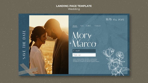 Free PSD floral wedding celebration landing page template