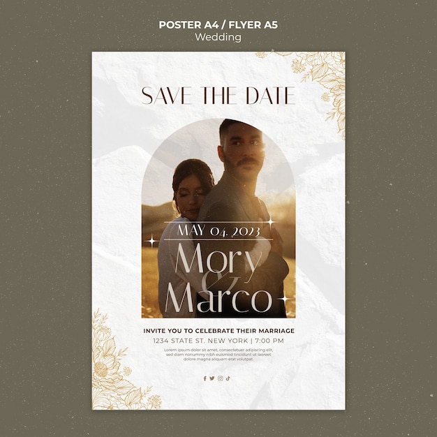 floral wedding celebration poster template