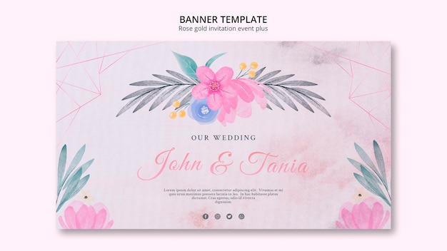 Free PSD floral wedding horizontal banner template