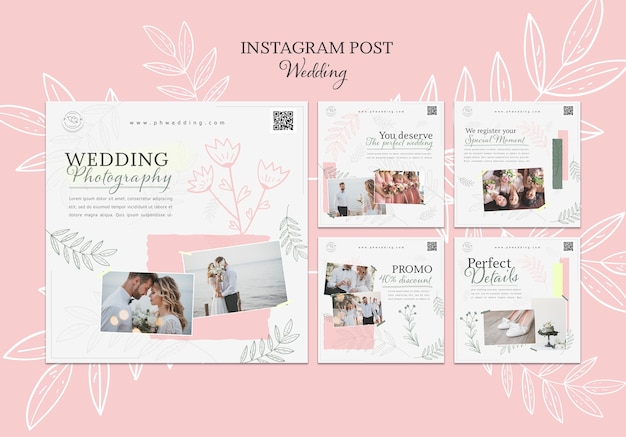 Floral wedding instagram posts collection