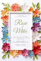 Free PSD floral wedding invitation greeting card elegant vintage style