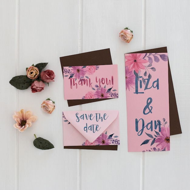 Floral Wedding Invitation Mockup Watercolor