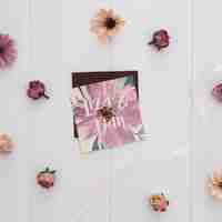 Free PSD floral wedding invitation square mockup watercolor