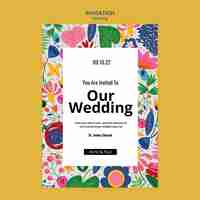 Free PSD floral wedding invitation template design