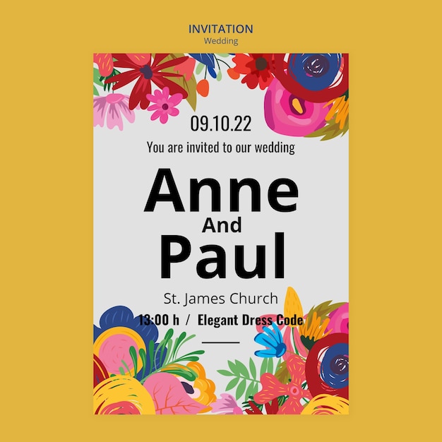Floral wedding invitation template design