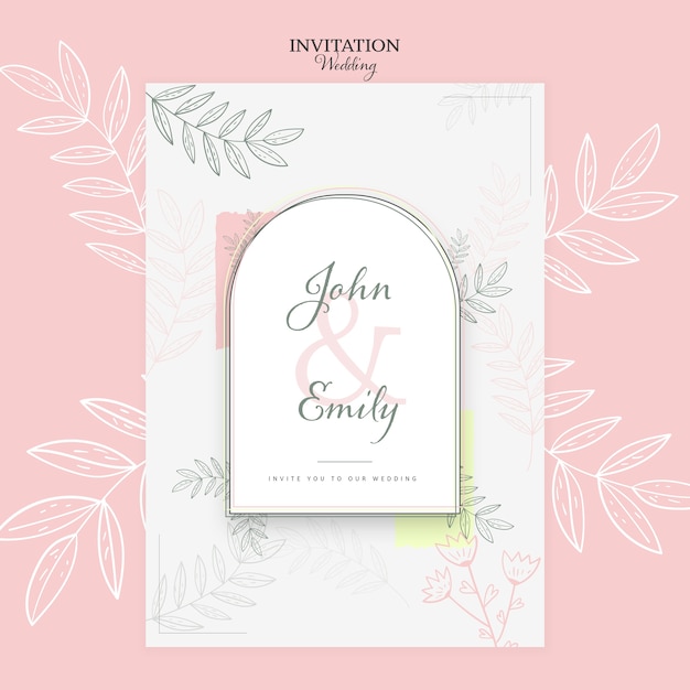 Free PSD floral wedding invitation template