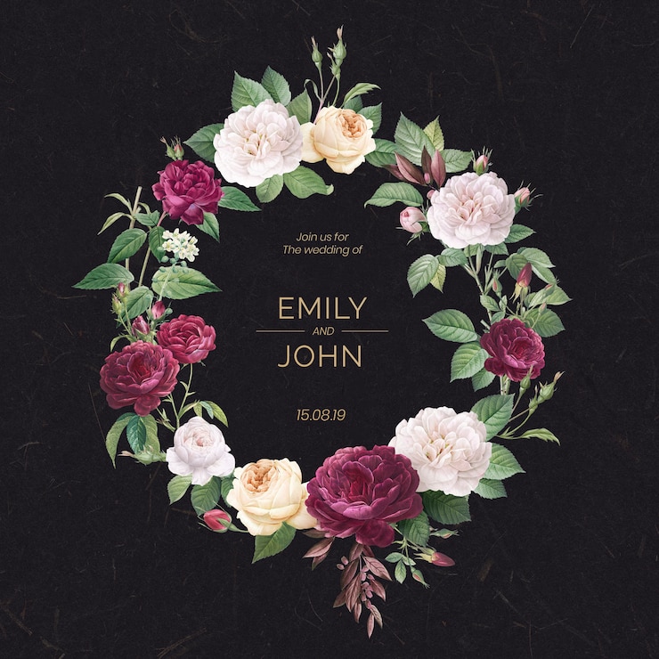 Free PSD floral wedding invitation