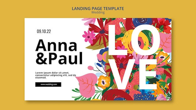 Floral wedding landing page template design