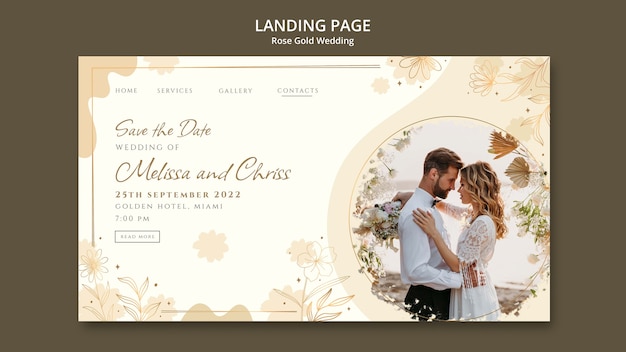 Free PSD floral wedding landing page template