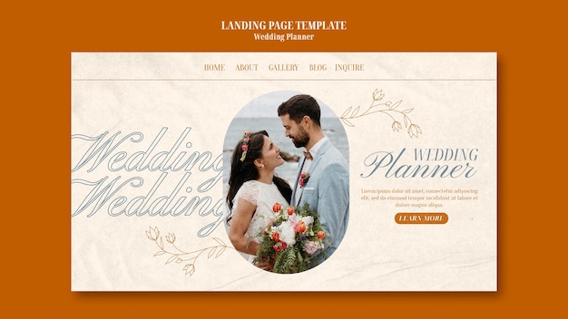 Free PSD floral wedding landing page template