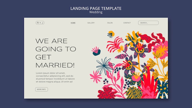 Free PSD floral wedding landing page template