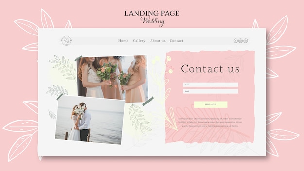 Free PSD floral wedding landing page template