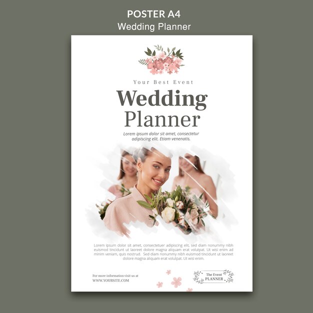 floral wedding planner poster template