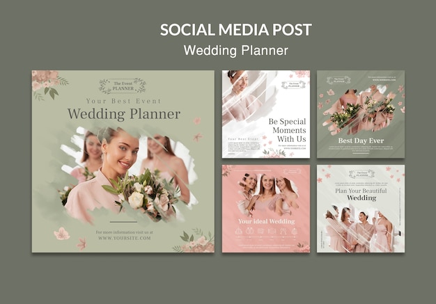 Floral wedding planner social media posts