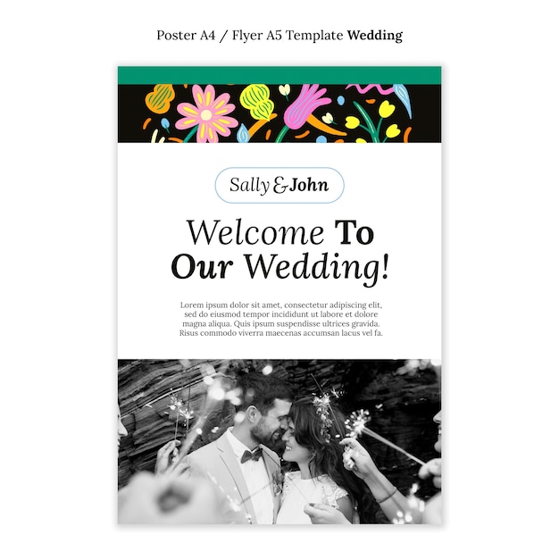 Floral wedding poster template design