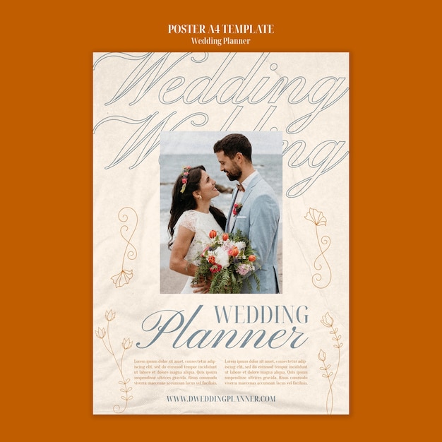 Floral Wedding Vertical Poster Template – Free PSD Download