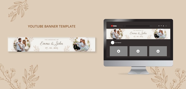 Floral wedding youtube banner template