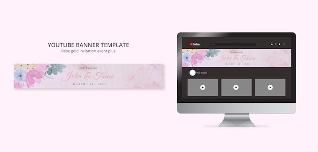 Free PSD floral wedding youtube banner template