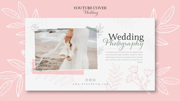 無料PSD 花の結婚式のyoutubeカバーテンプレート