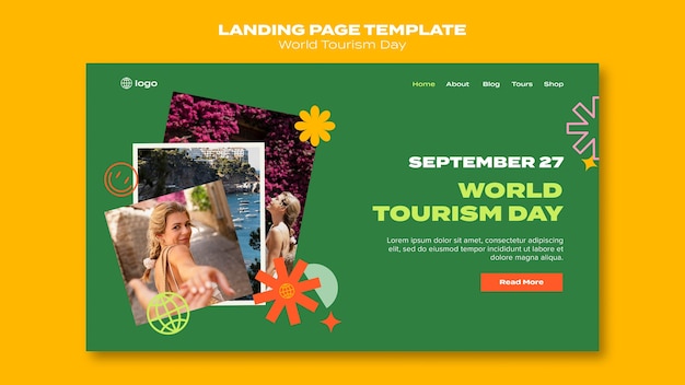 Free PSD floral world tourism day landing page template