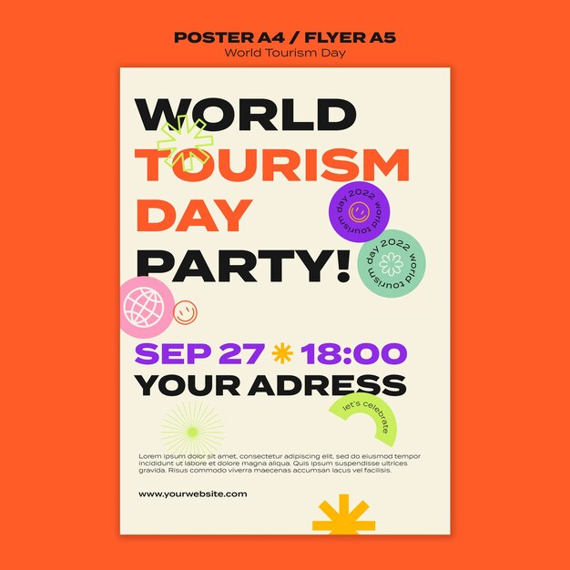 Floral world tourism day poster template