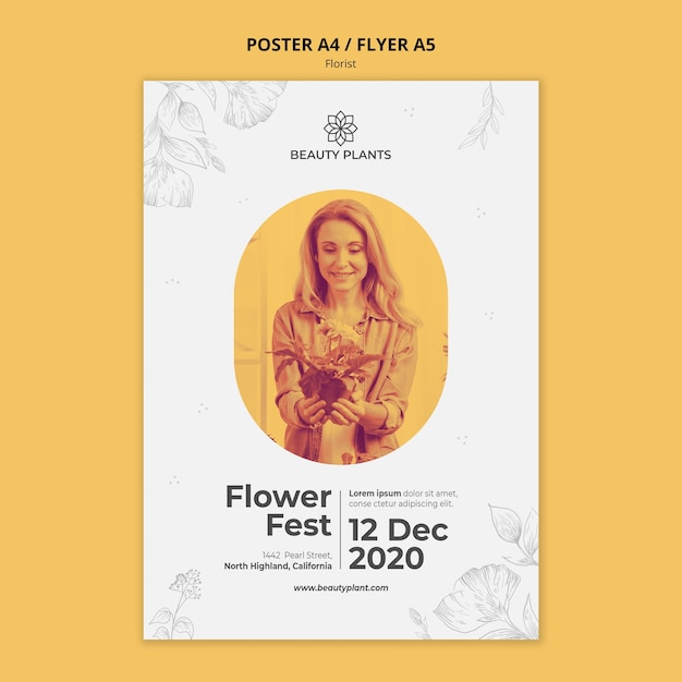 Free PSD florist ad poster template