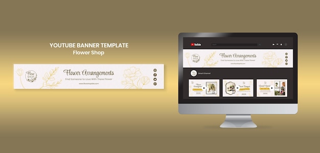 Beautiful Flower Arrangements YouTube Banner – Free PSD Templates