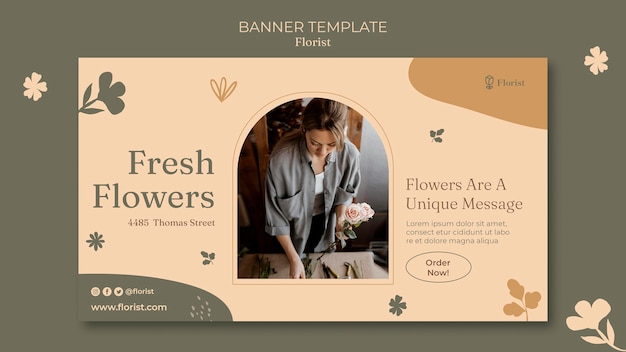 Free PSD flower bouquet banner template