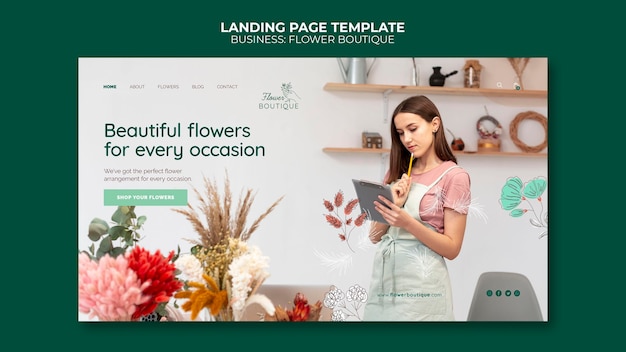 Free PSD flower boutique landing page template