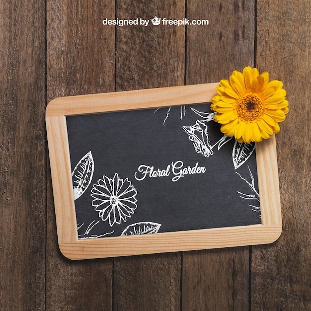 Free PSD flower concept with slate