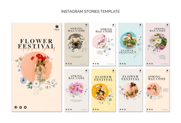 Modello di storie di instagram festival dei fiori