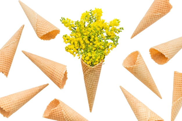 Free PSD flower ice cream cone isolated