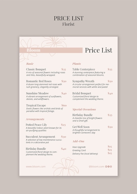 Flower shop business template