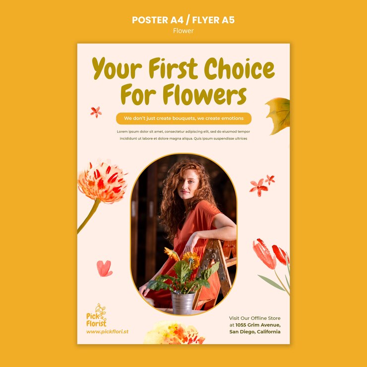 Free PSD flower shop flyer template