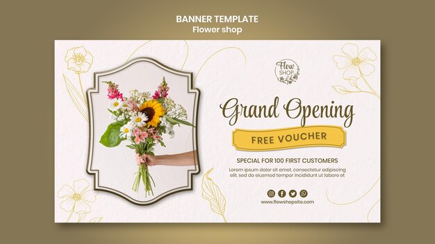 Flower shop grand opening banner template