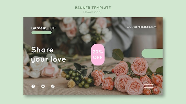 Flower shop horizontal banner template