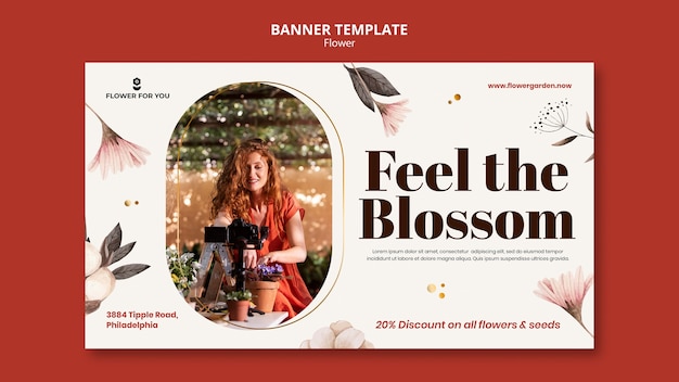 Free PSD flowers banner template design