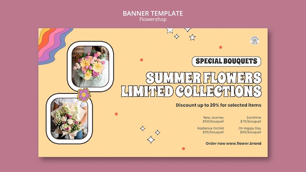 Modello di banner per collezione limitata di fiori